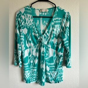 Teal and white Blouse